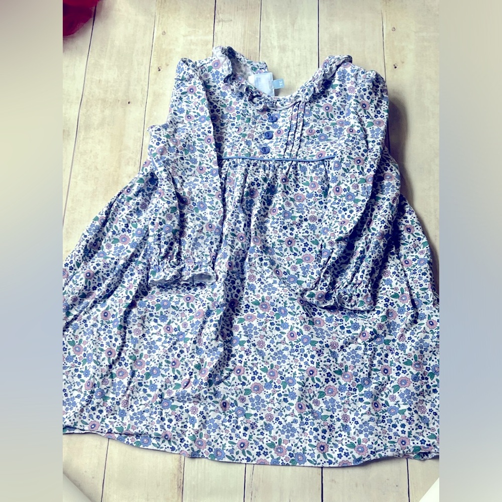 Little English Blue Floral Ruffle Dress 3t